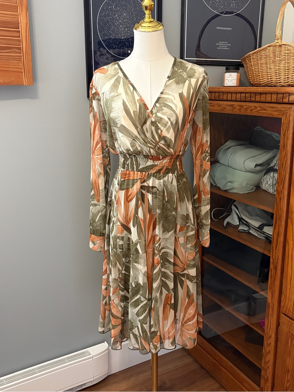Kate • Lily Sheer Sleeve Tropical Print Dress